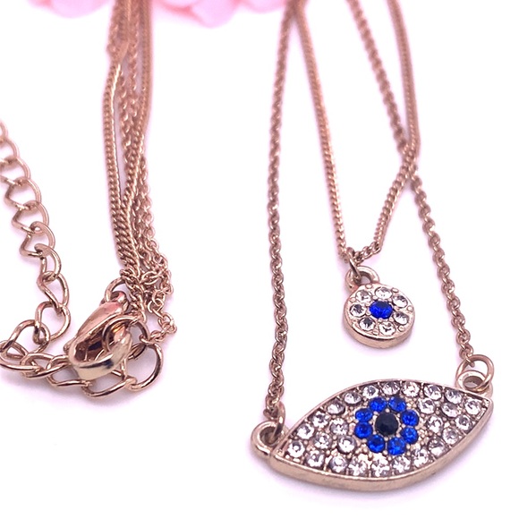 ALDO Double chain Evil Eye Necklace 18” - Picture 2 of 7